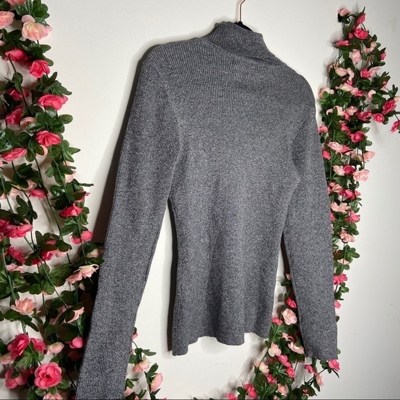 Style & Co Gray Metallic Turtleneck Sweater Medium Work Office Business Casual - Picture 5 of 6